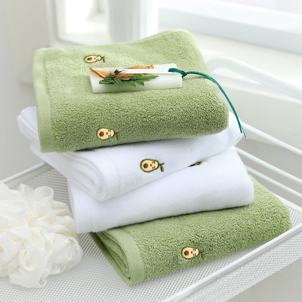 Full Embroidery Avocado Cotton Towel Set2 34x74
