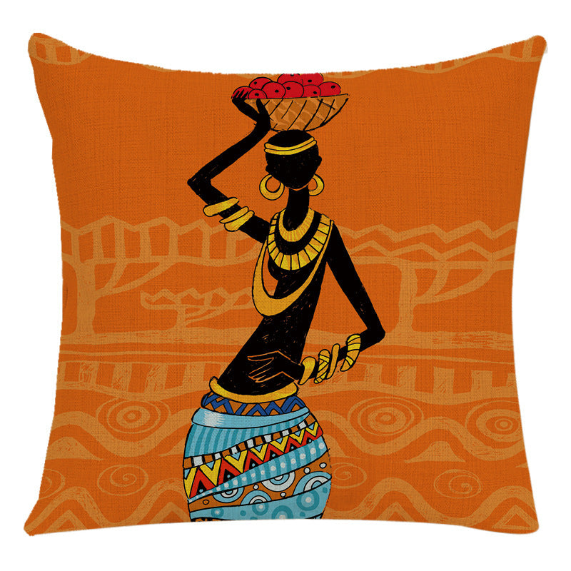 African Woman Housewares Bed Cushion Cover Car Pillow L 45*45cm