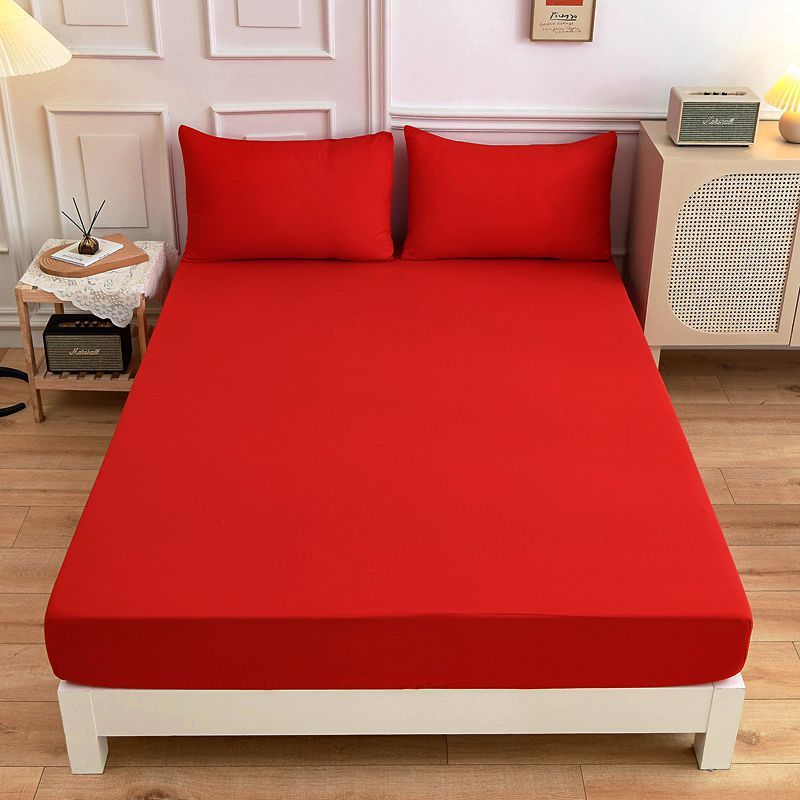Students Cotton Bed Sheets Fitted Sheet Pillow Case Red