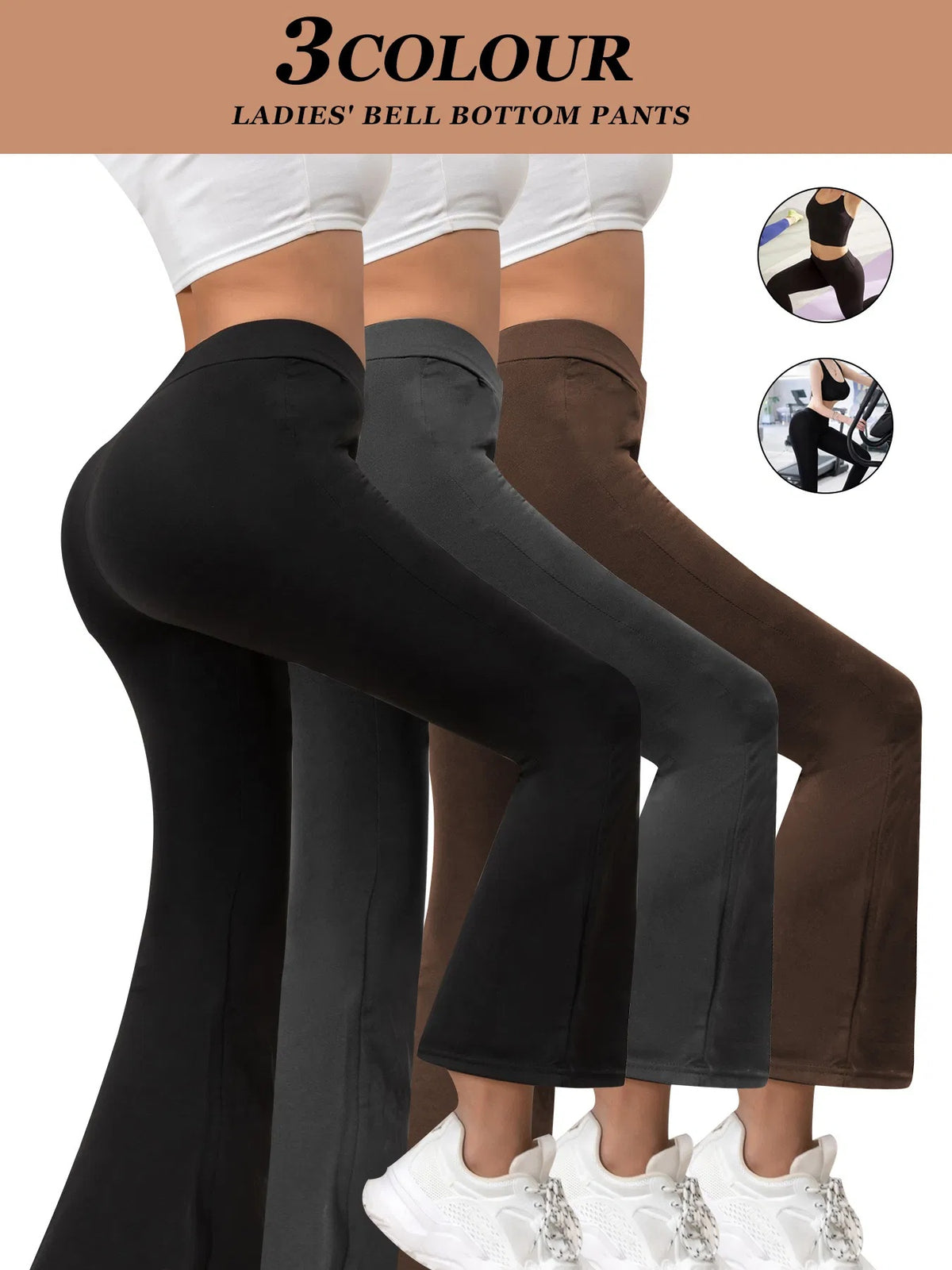 3pcs Butt-Lifting Flare Yoga Pants High Waist, Ultra Stretch, Naked Feel Leggings For Women Multicolored