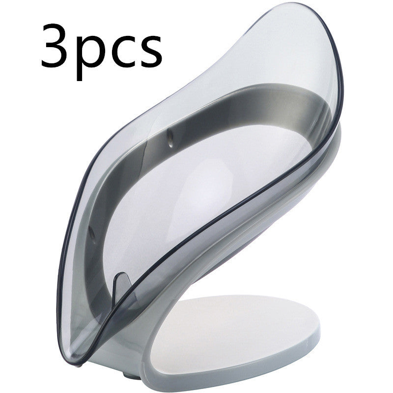 Bathroom Soap Holder Leaf Shape Soap Box Kitchen Dish Storage Box Non-slip Drain Soap Storage Case Container Bathroom Accessorie Grey 3pcs