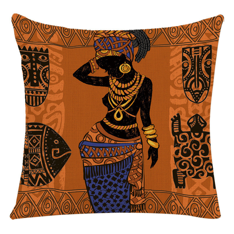 African Woman Housewares Bed Cushion Cover Car Pillow D 45*45cm