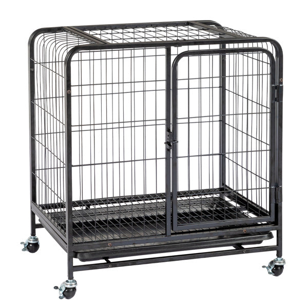 62x44x66cm Assembled Square Tube Wire Black Cat And Dog Cage Black