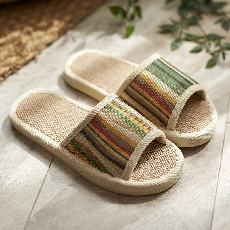 Home Men And Women Cowhide Soft Bottom Casual Indoor Sandals Green