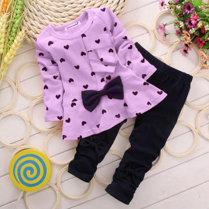 Love bow girl set Purple