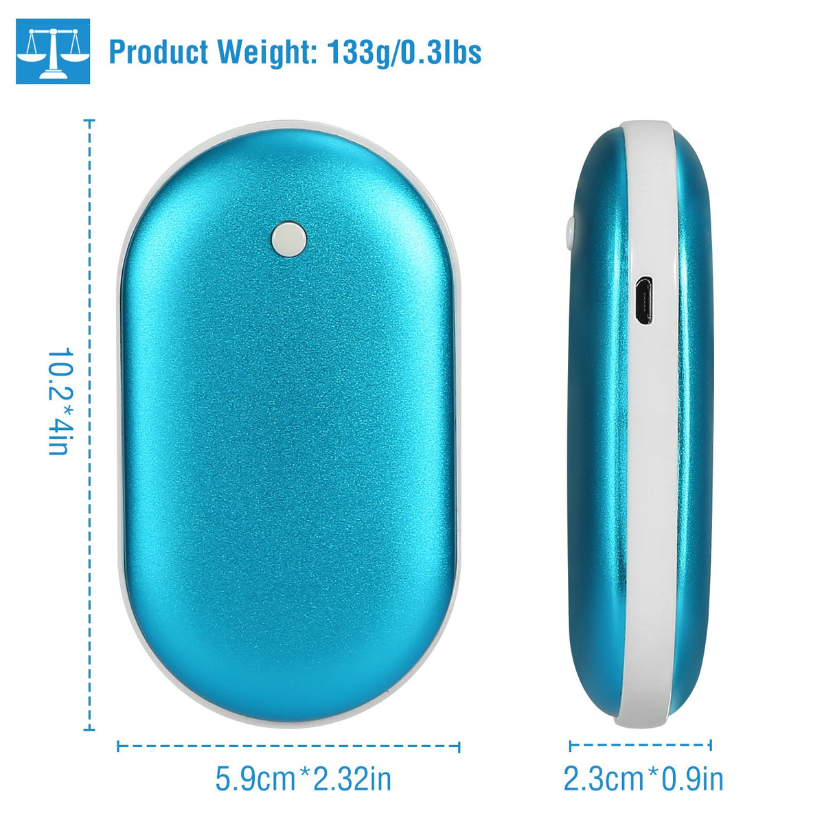 ROSELUXE Rechargeable Hand Warmer & 5000mAh Power Bank - Double-Sided Heat, 3 Levels