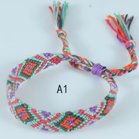 Nepal Ethnic Style Woven Rainbow Bracelet A1