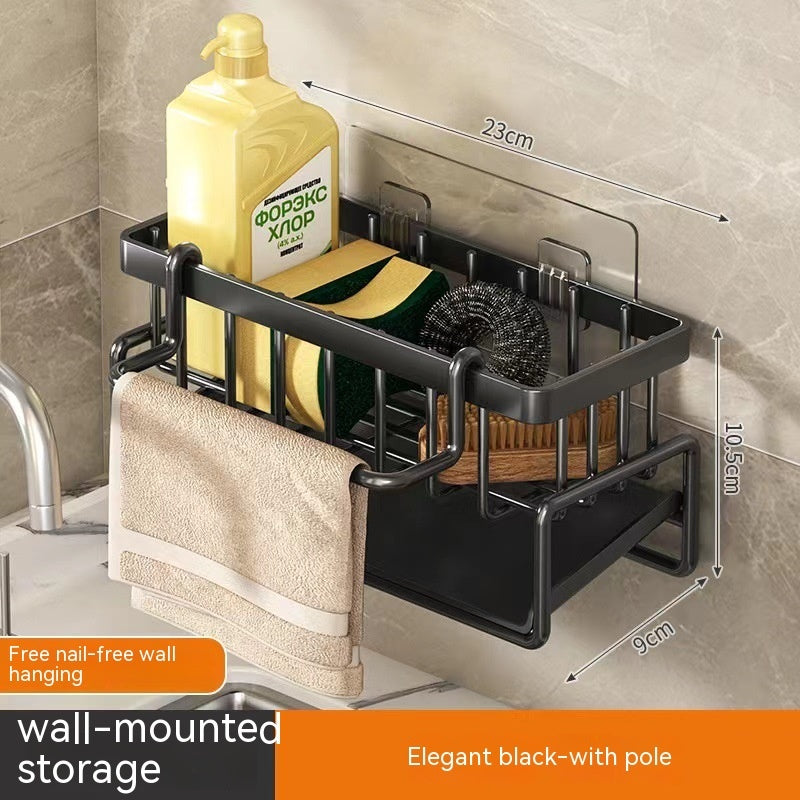 Punch-free Wall-mounted Storage Rack Style A Black