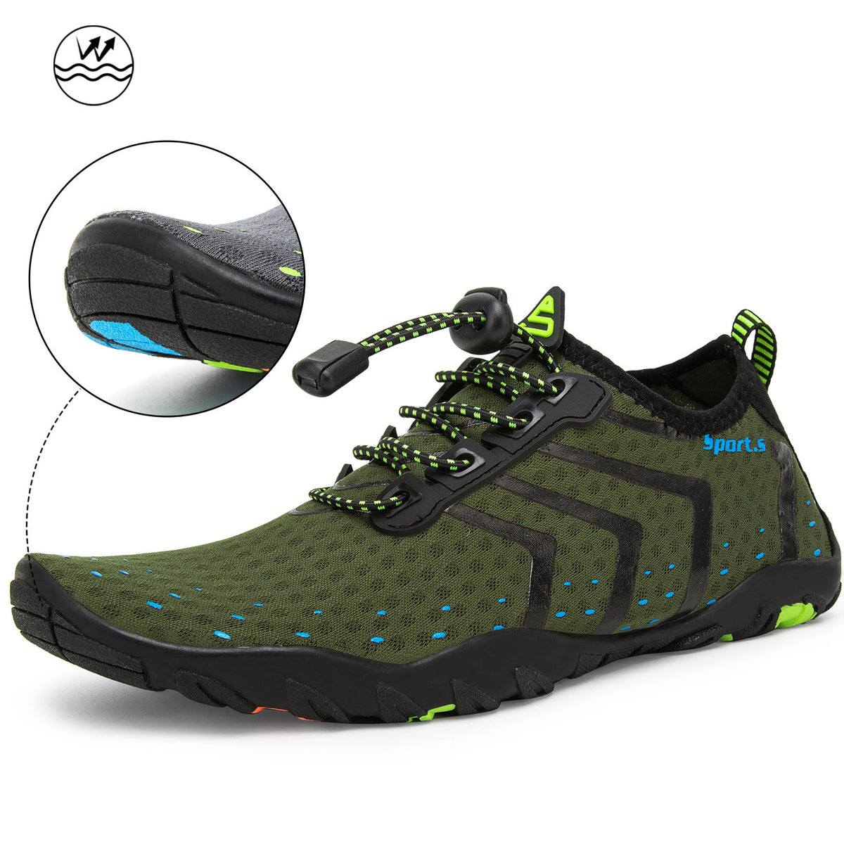 Light And Portable Beach Wading Shoes Green
