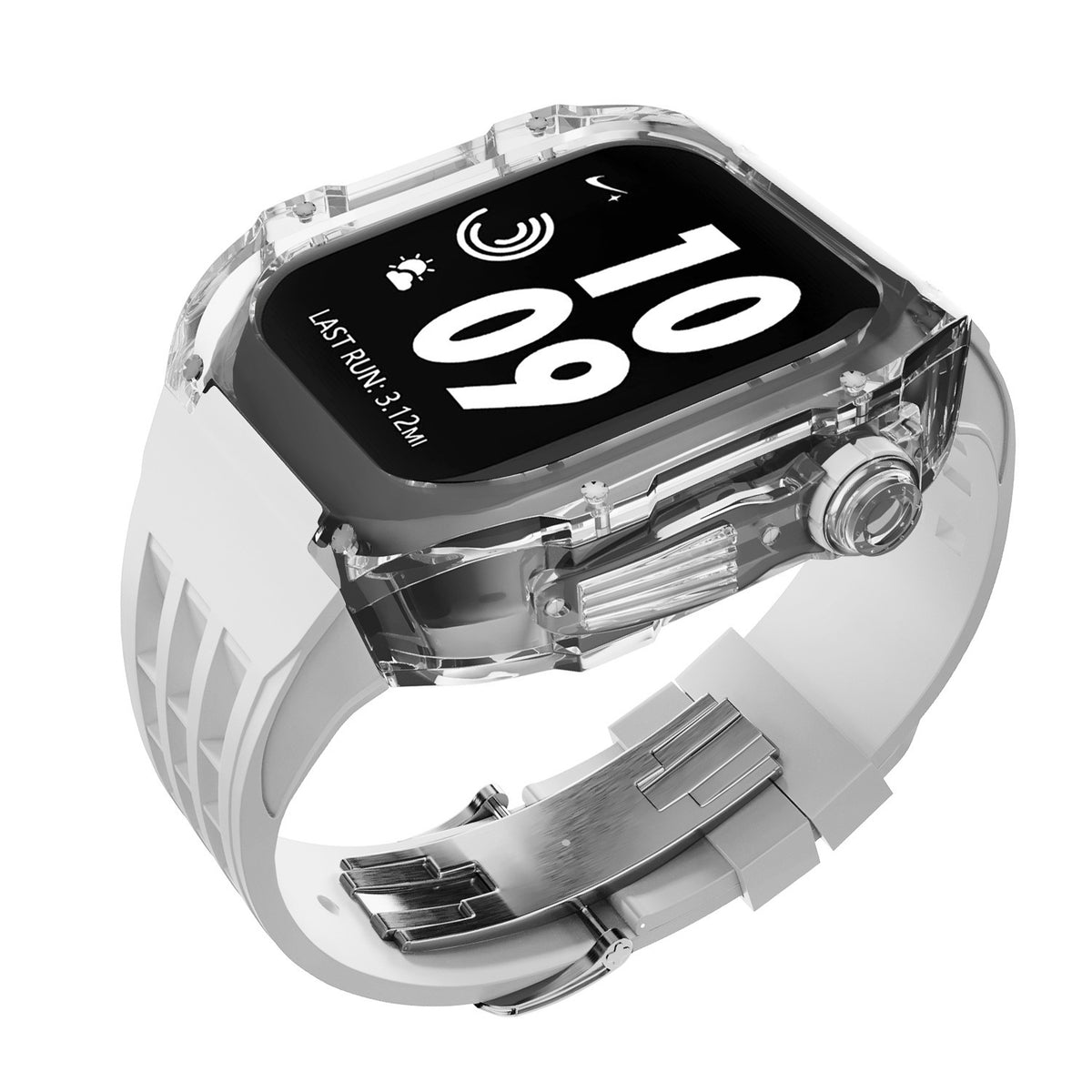 Crystal Transparent Case Fluorine Rubber Strap Clear