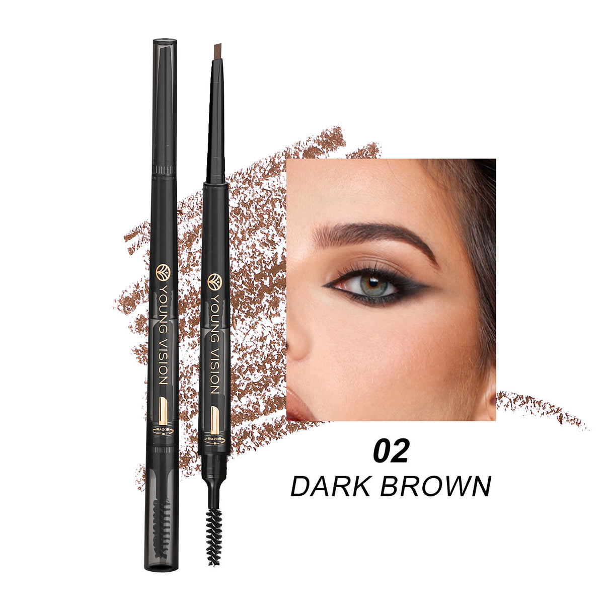 Fog Sense Three In One Eyebrow Pencil Waterproof Smear-proof 02 Colors