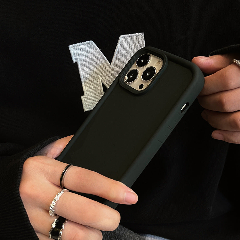 Silicone Phone Case Frosted Skin Feeling Full-cover Solid Color Couple Dark Green