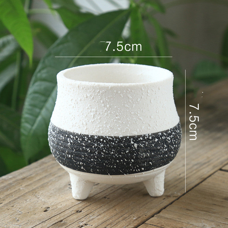 Snow Spray Glaze Black And White Breathable Creative Craft Flower Pot 1PCS