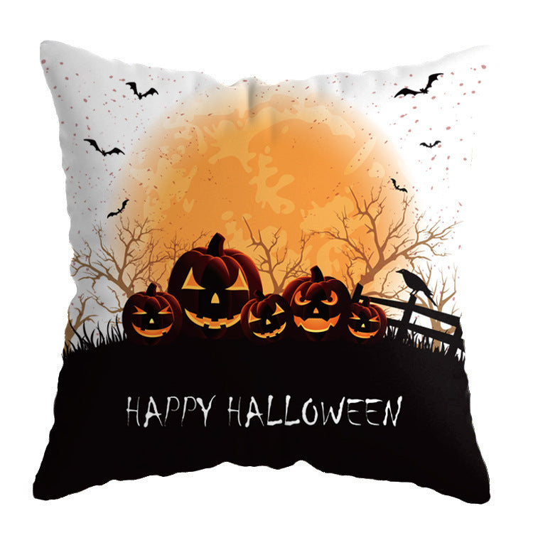 Linen Skull Halloween Pillow Cover 45x45cm A19