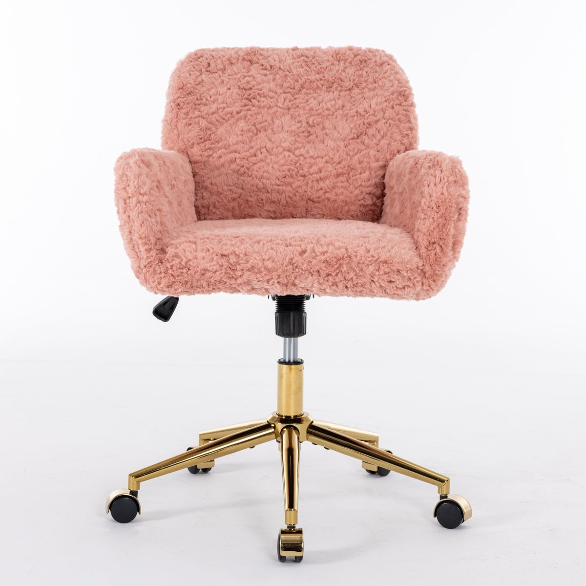A&A Furniture Artificial Rabbit Hair Office Chair With Gold Base, Adjustable
