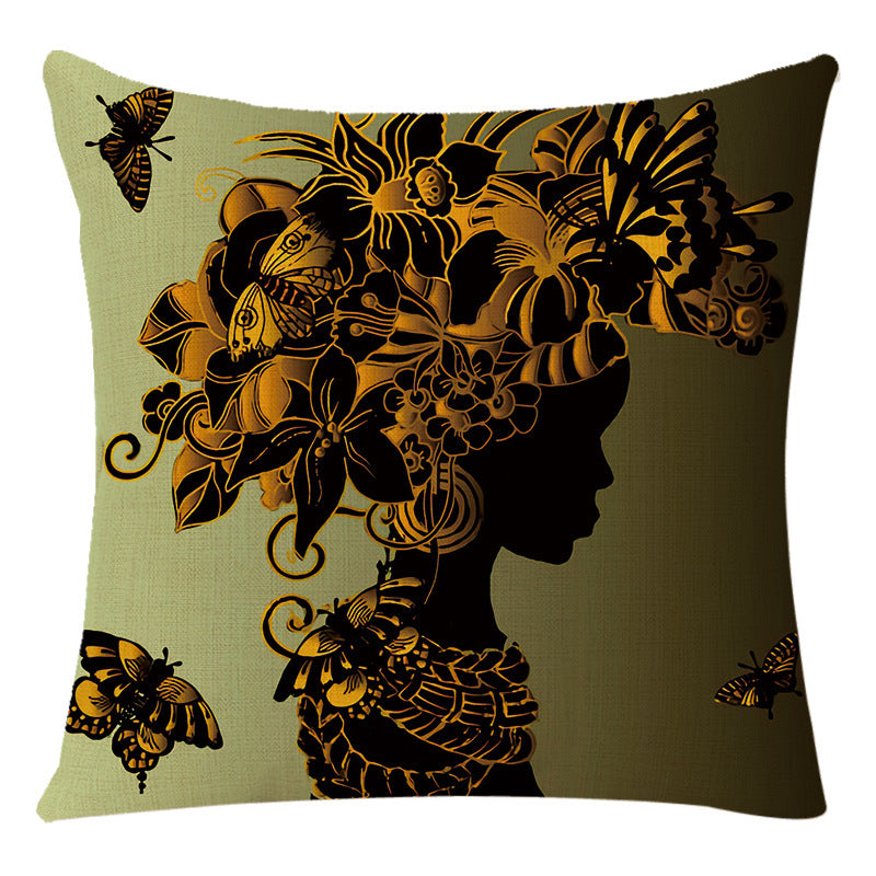 African Woman Housewares Bed Cushion Cover Car Pillow C 45*45cm