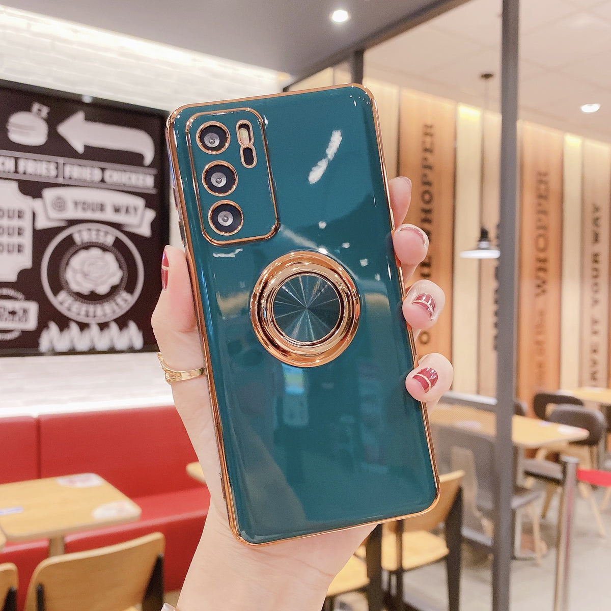 Mobile Phone Shell P40PRO Ring Buckle Bracket Magnetic Car M40 Electroplating Fine Hole Nova8 Green