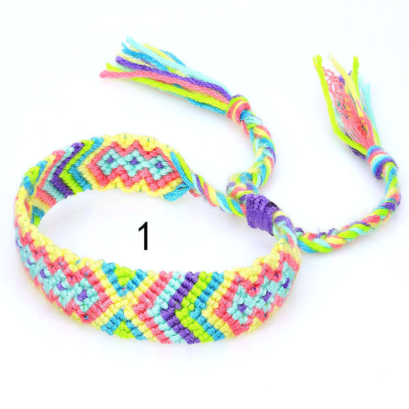 Nepal Ethnic Style Woven Rainbow Bracelet Style 1
