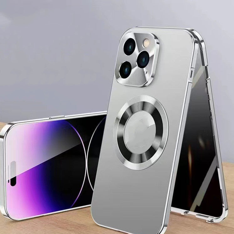 Magnetic Cell Phone Case With Anti-peep Metal Clip Leakage Tag Silver