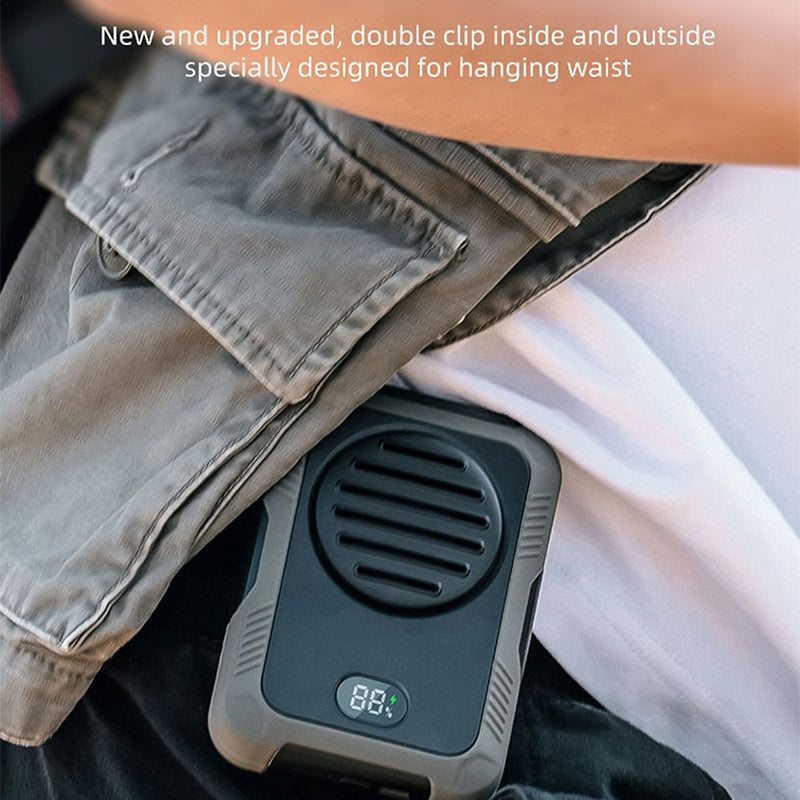 Leaf Less Waist Hanging Fan For Outdoor Sports Large Capacity Battery USB Charging Portable High Wind Hanging Neck Fan