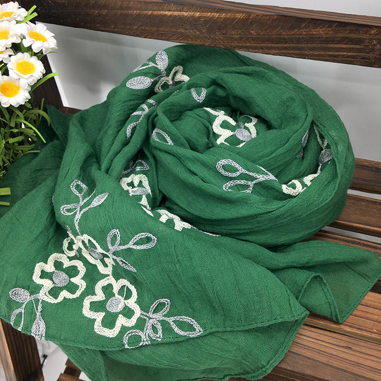 Spring And Summer Women's Artistic Ethnic Style Shawl Cotton Linen Versatile Long 5color 180X90CM