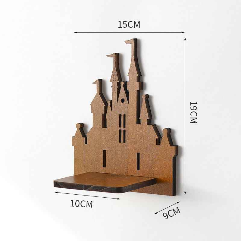 Retro Wall Home Decor Hydroponic Plant Solid Wood Shelving Castle water bottle
