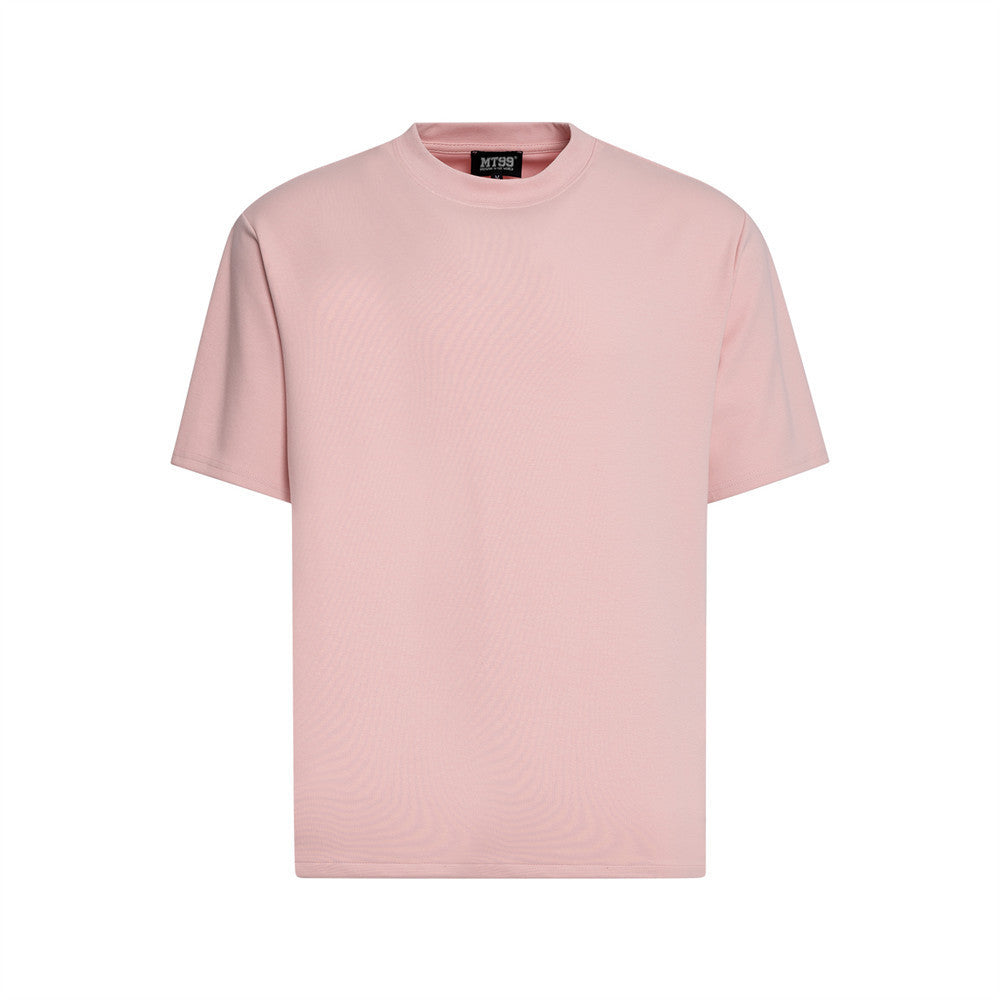 T-shirt Men Trendy Brands Simple Bottoming Shirt Cherry Blossom Powder
