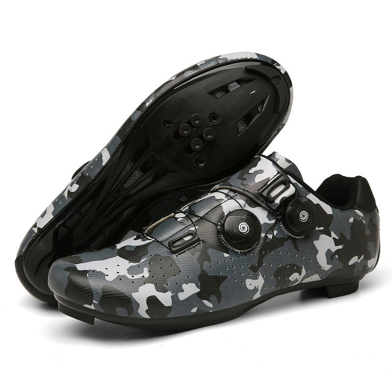 Outdoor Sports Road Bike Shoes With Lock Camouflage grey