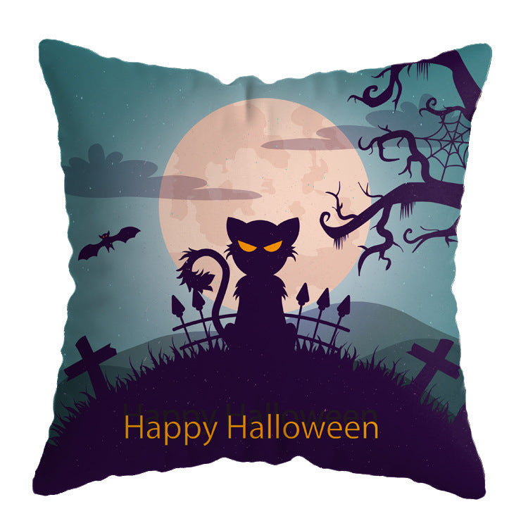 Linen Skull Halloween Pillow Cover 45x45cm A22