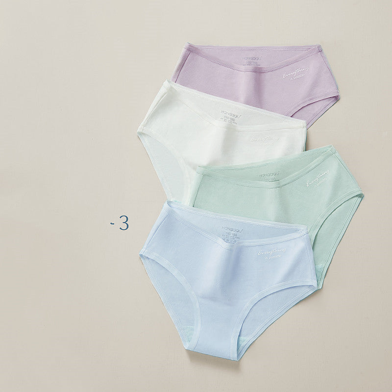 Ladies Mid Waist Underwear Women Pure Cotton 3 Style 4PCS
