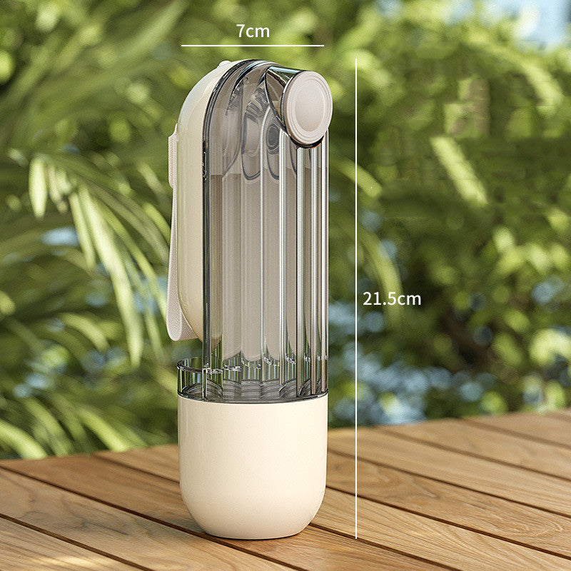 2 In 1 Pet Water Cup Segment Design Green Dog Walking Portable Drinking Cup Dog Feeding Supplies Pet Supplies Dog Walking Water Feeder Pets Products Beige