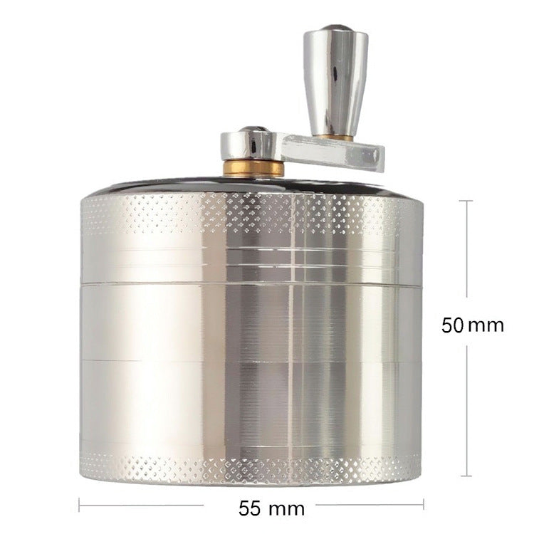 Hand Crank Diameter 55mm Four-layer Zinc Alloy Metal Grinder Cigarette Breaker Smoking Set