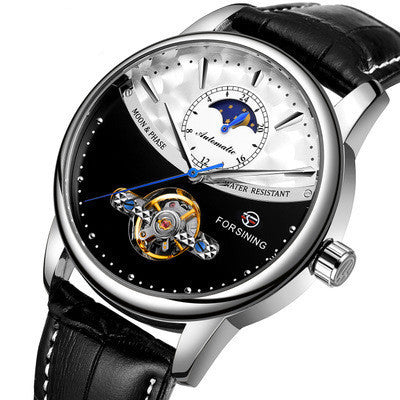 Automatic mechanical watch men's watch Silver black and white