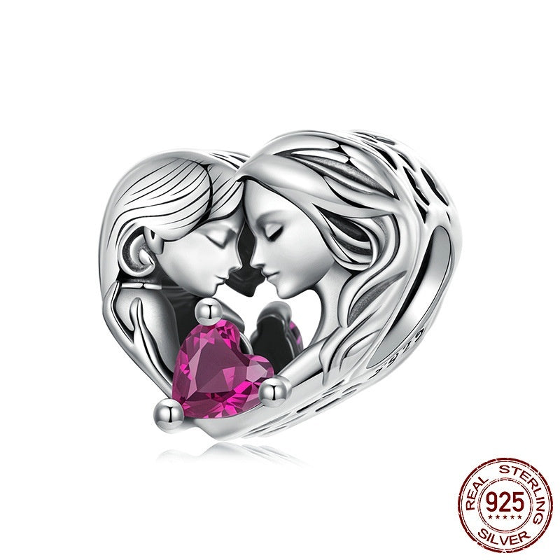 Mother And Daughter Family S925 Sterling Silver Accessories Beaded Pendant SCC3063