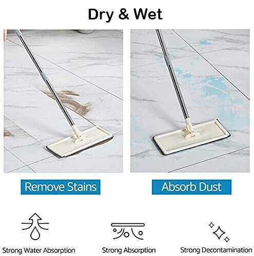 UK Multi Functional Wash Dry Mop And Bucket Set Flat Squeeze 10 Pads