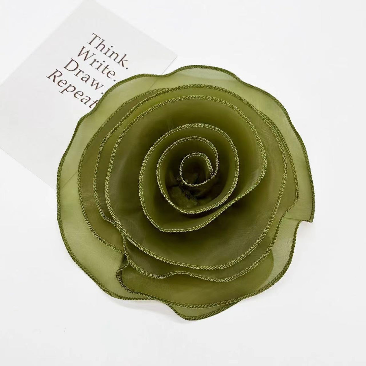 Simple Three-dimensional Flower Decoration Dress Removable Corsage Army Green Large Size