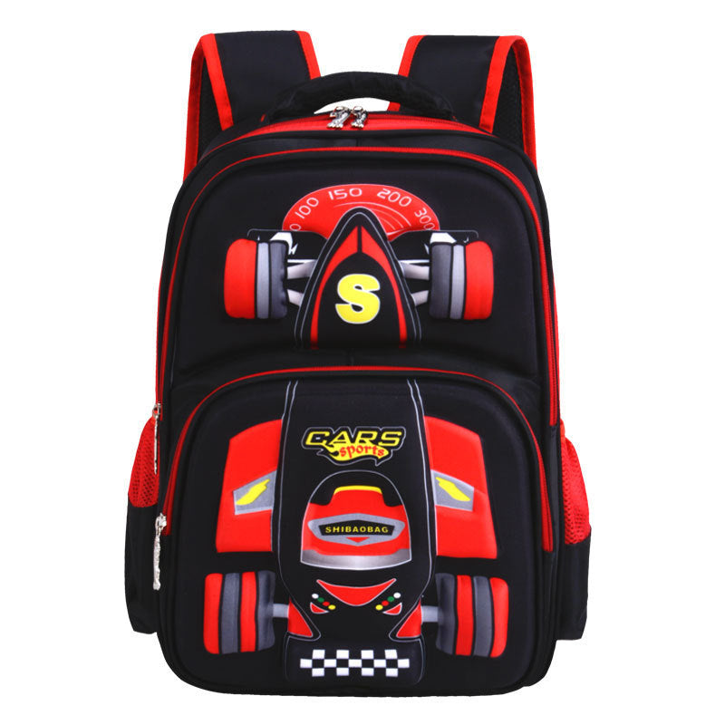 Three Dimensional Car Boys Primary School Trolley School Bag Red