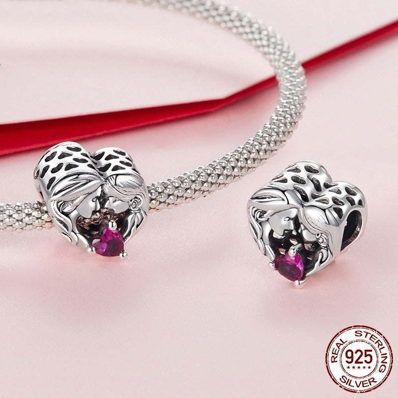 Mother And Daughter Family S925 Sterling Silver Accessories Beaded Pendant