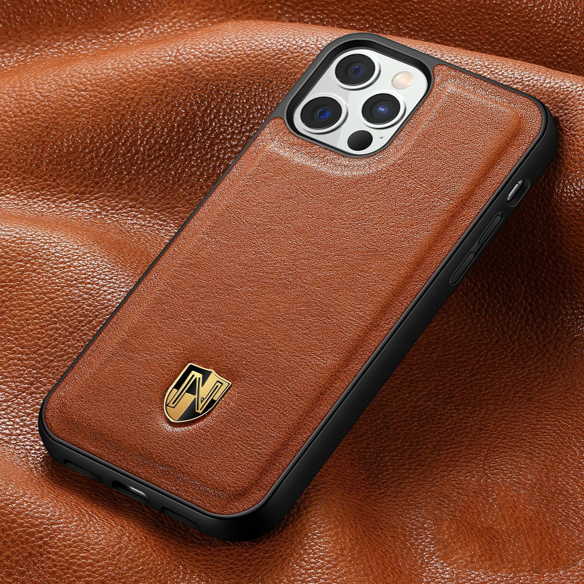Leather Phone Case Luxury Top Layer Leather Brown