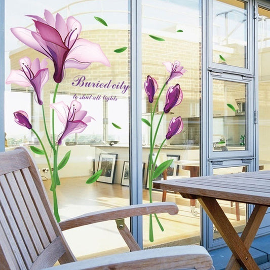 Wall Sticker Purple Flower Self-adhesive Romantic TV Wall Decoration Removable