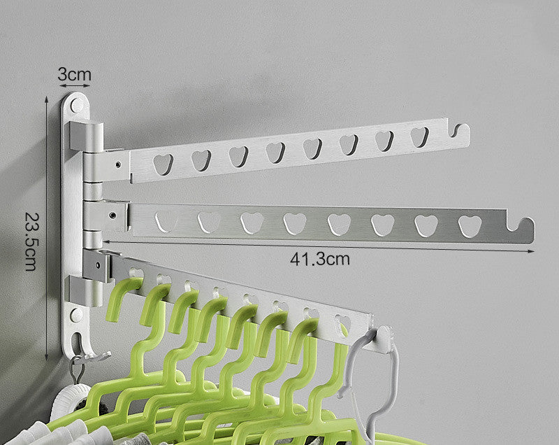 Punch-free Hanger Storage Rack Finishing Rack Space Aluminum Balcony Clothes Hanger Silver Three shots