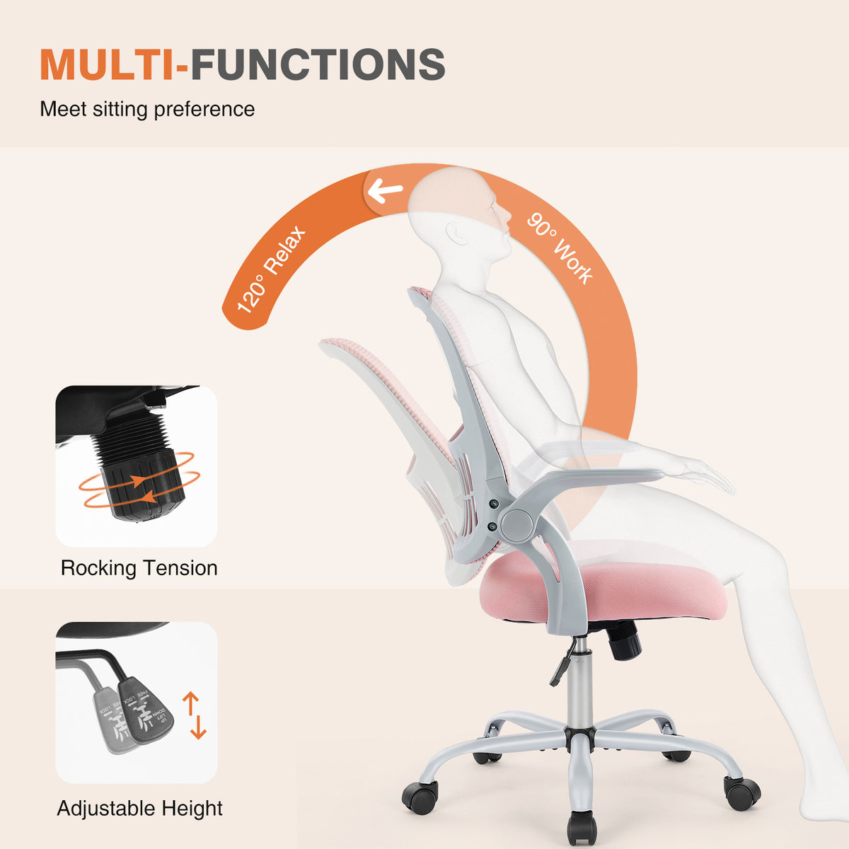 Tall Office Chair For Standing Desk With Adjustable Foot Ring,Counter Height Office Chairs