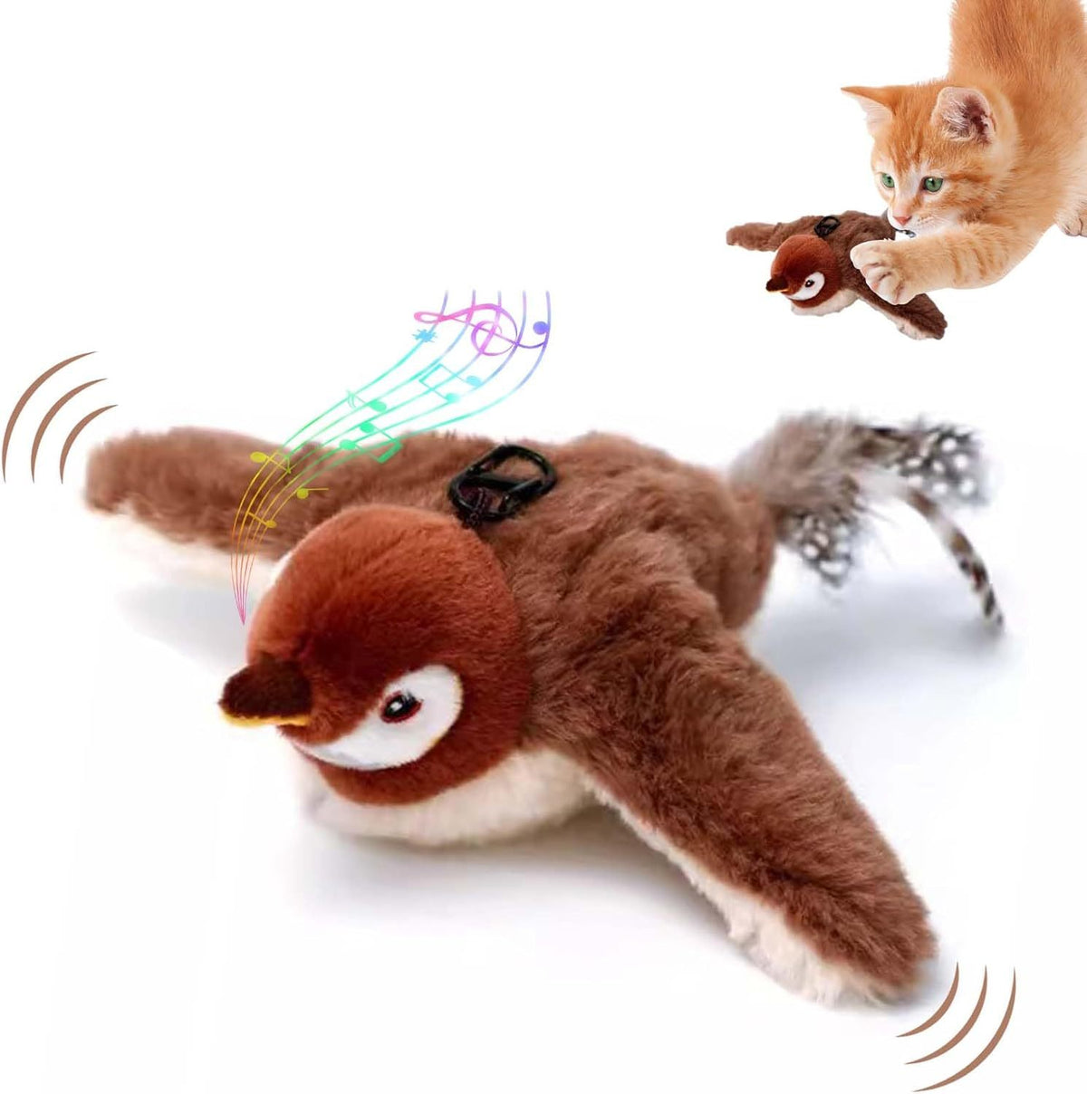 Interactive Chirping Bird Cat Toy, 2025 New Flying Interactive Flapping Chirping Bird Cat Toy, Flapping Bird Cat Toy For Indoor Bored Cats, Flapping Bird Cat Toy Sparrow