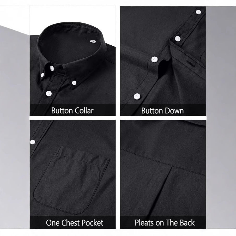Solid Color Oxford Long Sleeve Button Shirt