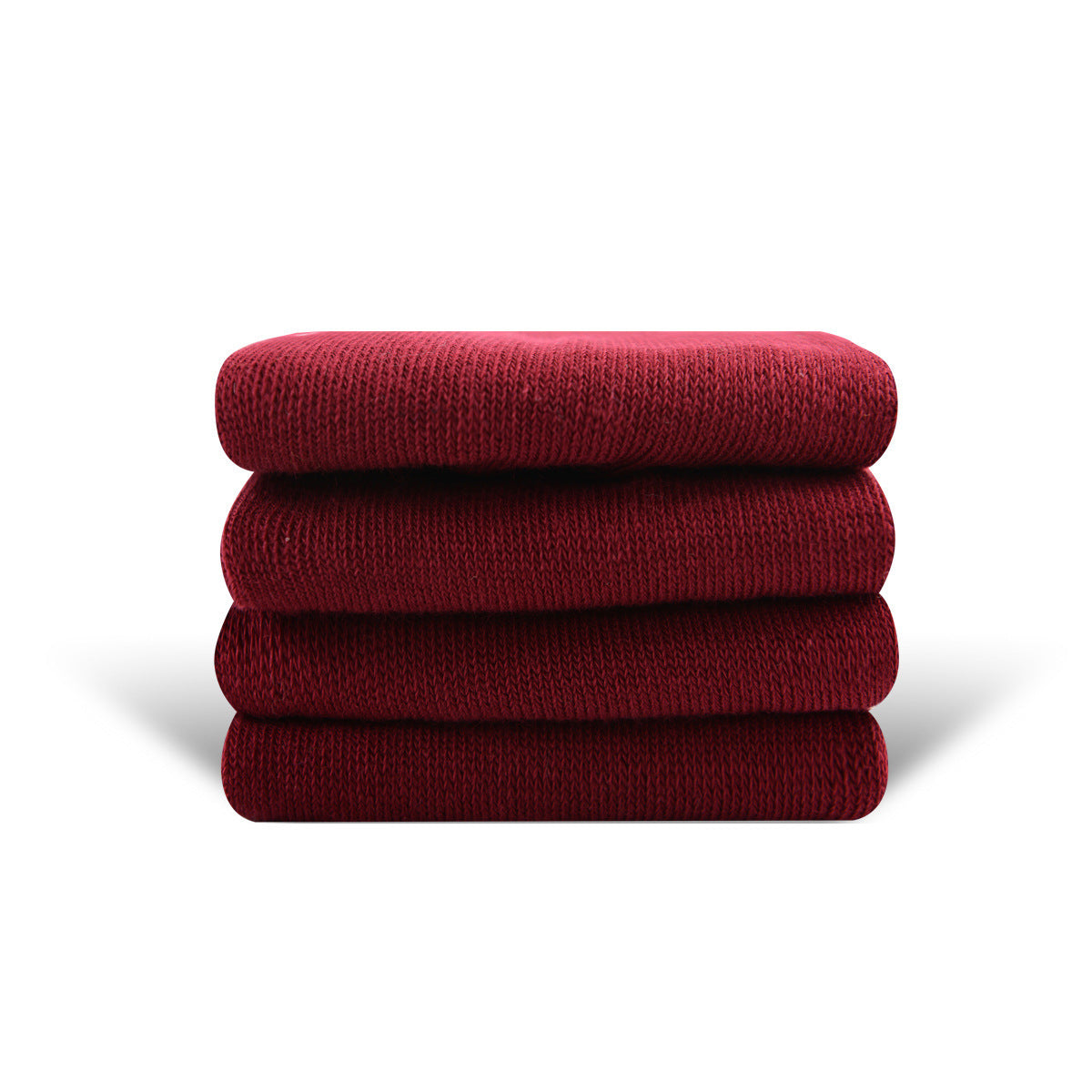Solid Color High-elastic Mid-calf Boneless Macaron Colored Cotton Socks Wine Red