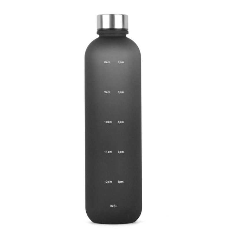 Plastic Water Bottle Frosted Gradient Sports Handle Black 1L