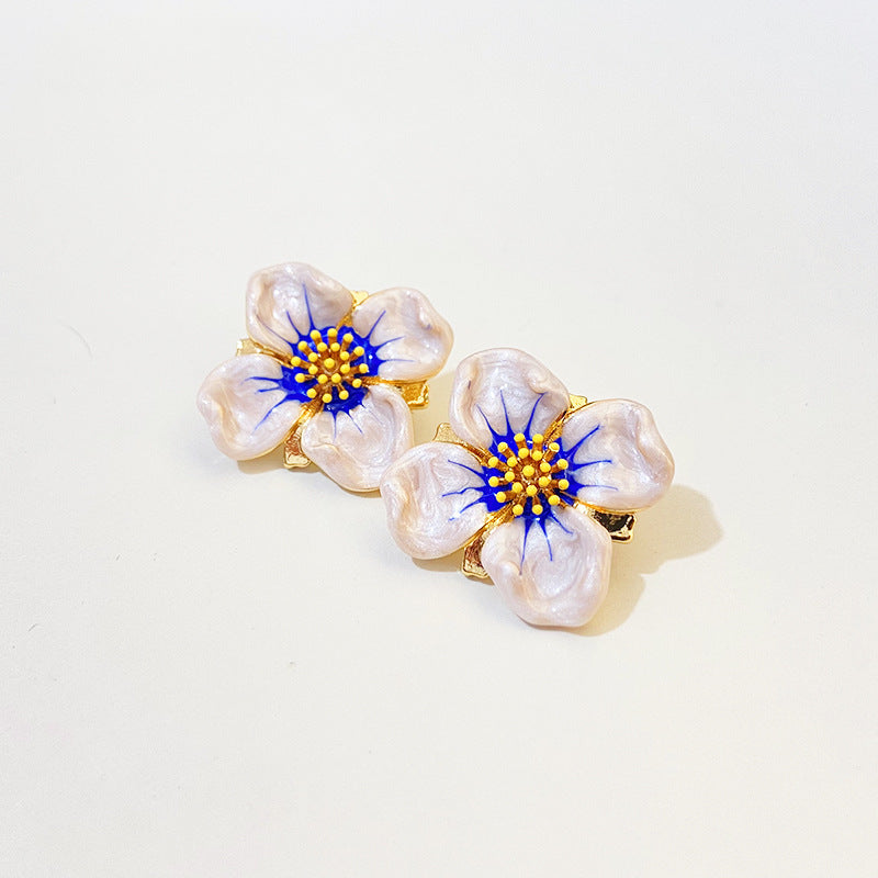 Beautiful Enamel Flower Stud Earrings
