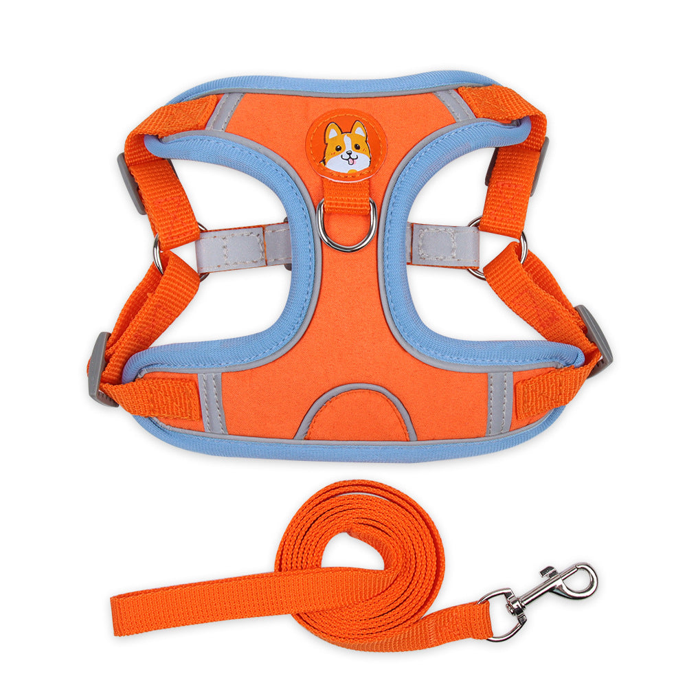 Dog Harness Cat Harness Reflective Dogs Leashs Soft Mesh Chest Strap Orange