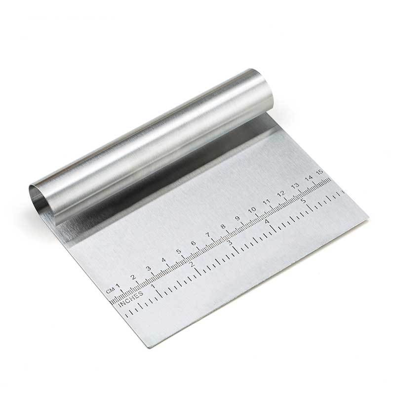 Stainless Steel Pastry Spatulas Cutter With Scale Pizza Dough Scraper Fondant Cake Decoration Tools Baking Kitchen Accessories Dough Cake Stainless Steel Pizza Flour Tool Cutter Chopper Scraper Silver