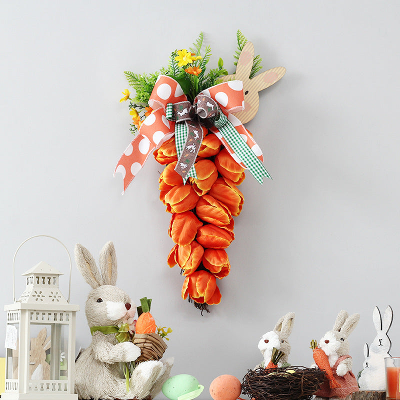 Tulip Carrot Wreath Easter Ornament Door Hanging